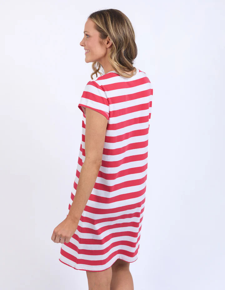Foxwood Signature Stripe Tee Dress - Cayenne/White