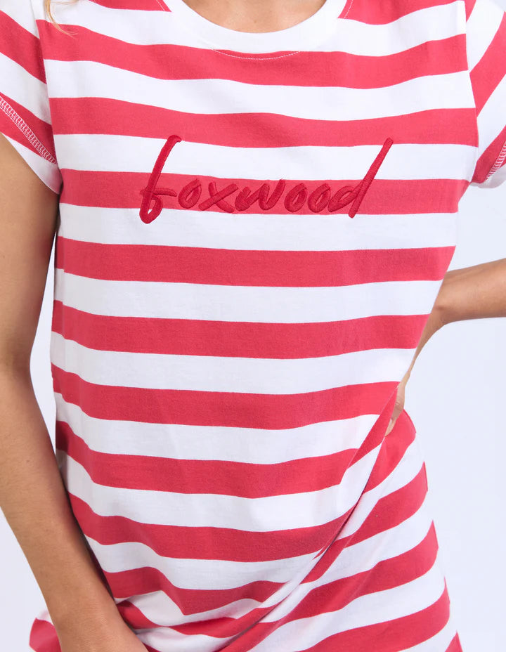 Foxwood Signature Stripe Tee Dress - Cayenne/White