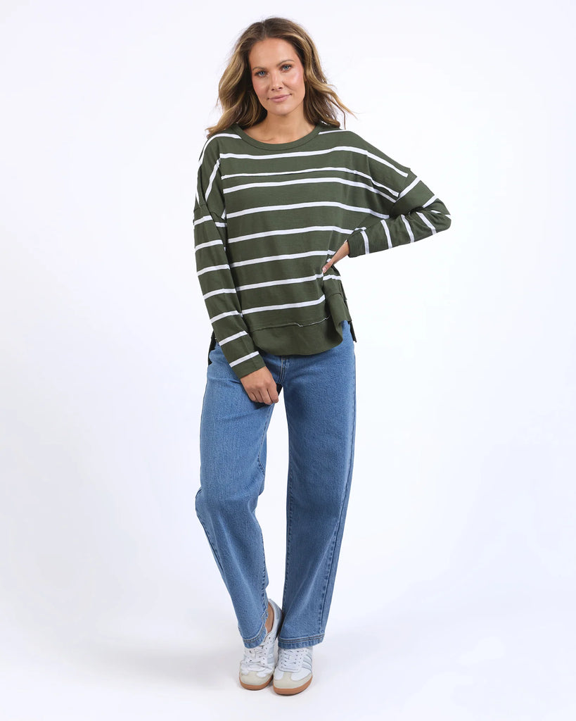 Foxwood Jayne Stripe Throw On Top - Khaki