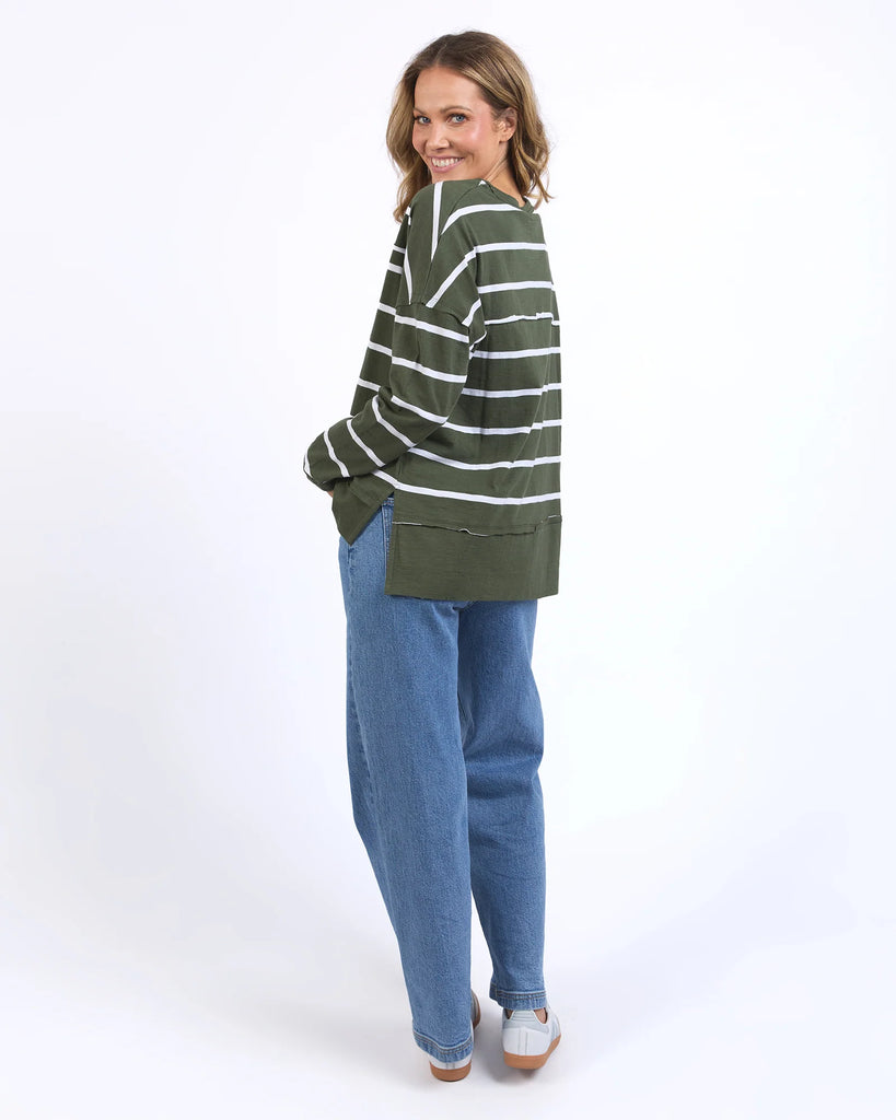 Foxwood Jayne Stripe Throw On Top - Khaki