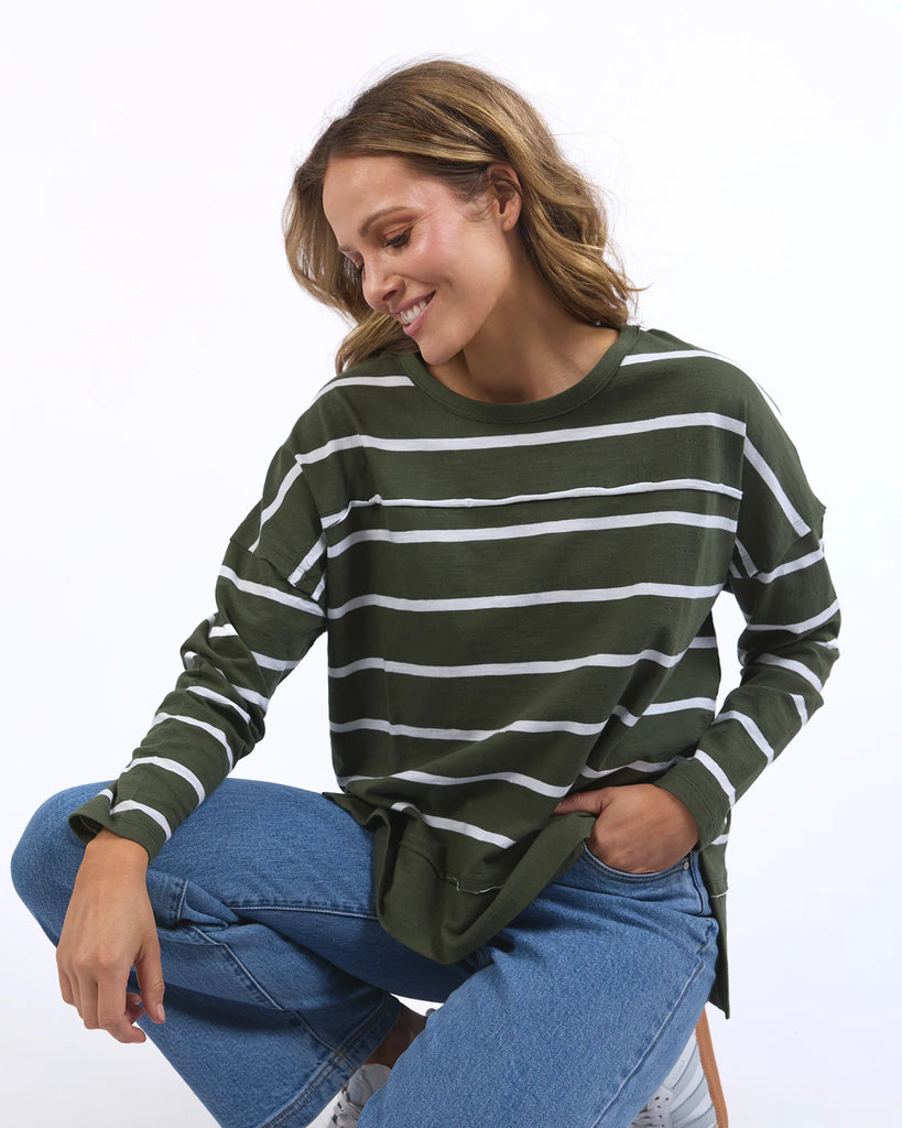 Foxwood Jayne Stripe Throw On Top - Khaki