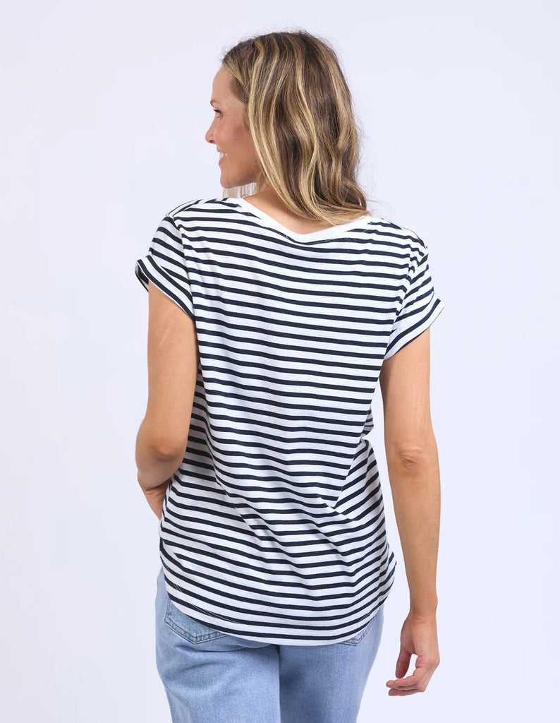 Foxwood Signature Stripe Tee - Dark Sapphire/White