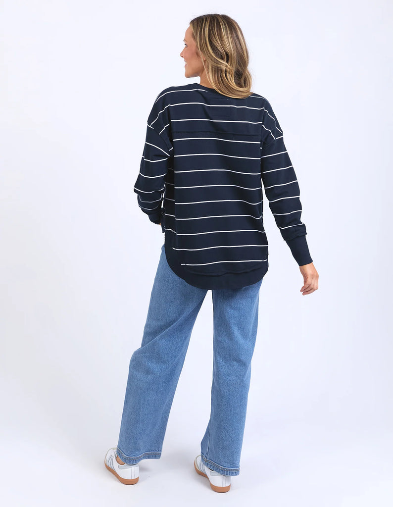 Foxwood Classic Stripe Simplified Crew - Navy/White