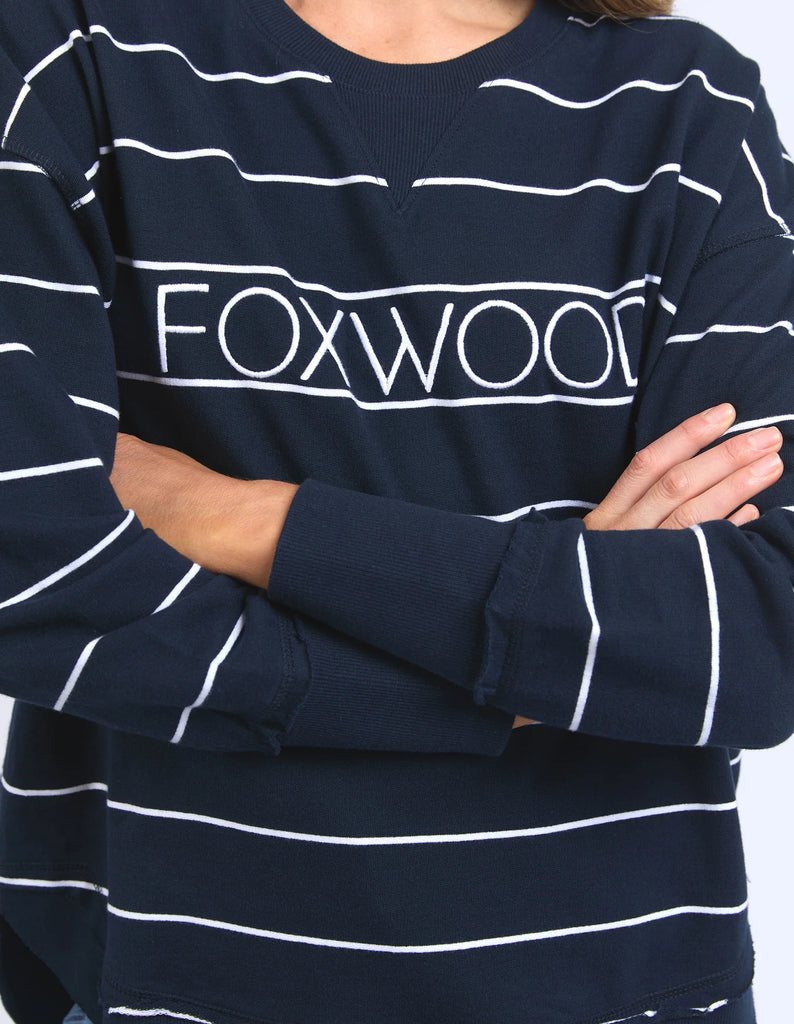 Foxwood Classic Stripe Simplified Crew - Navy/White