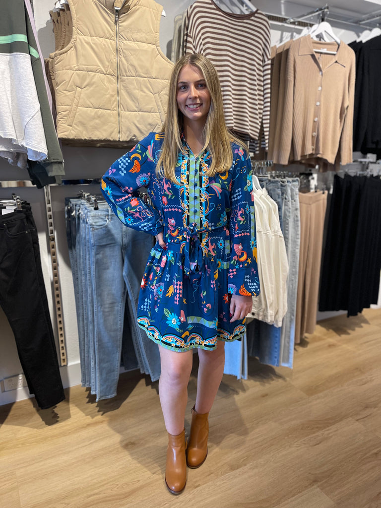 Tenneta Dress - Navy Print
