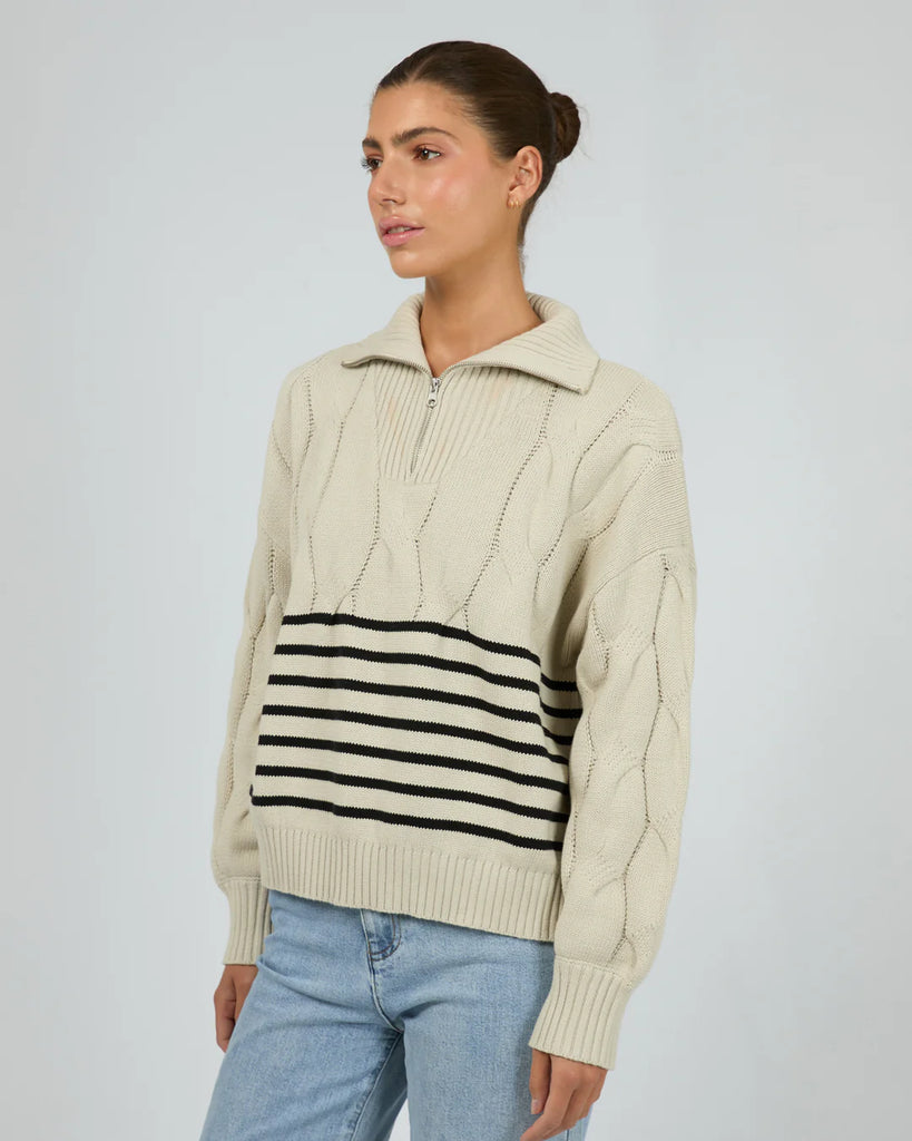 Silent Theory Astrid Quarter Zip Knit - Natural