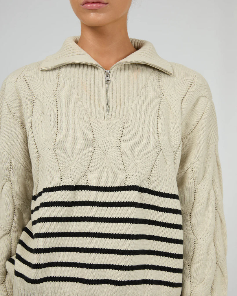 Silent Theory Astrid Quarter Zip Knit - Natural