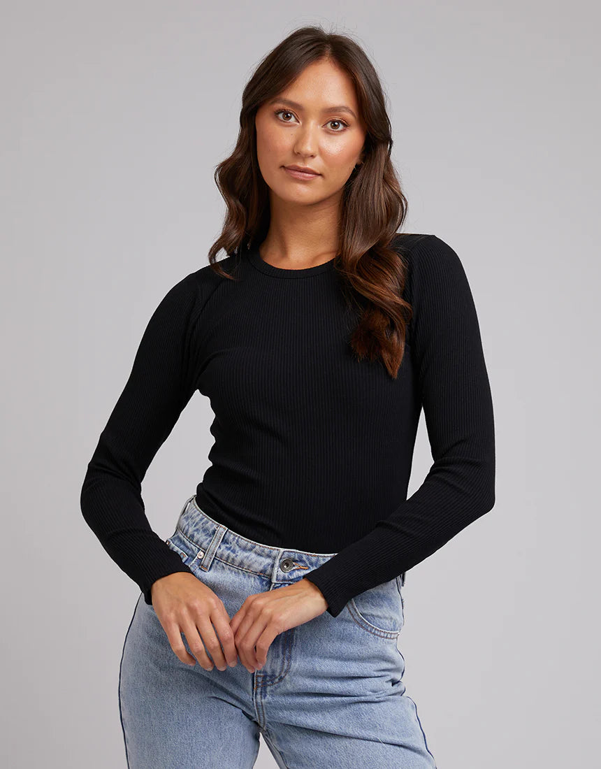 Rib L/S Tee - Black | Laurie Claire Boutique