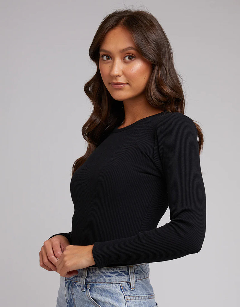 Silent Theory Rib Long Sleeve Tee - Black