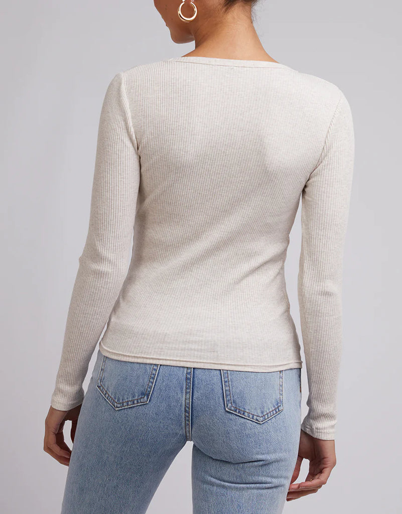 Silent Theory Rib Long Sleeve Tee - Oatmeal