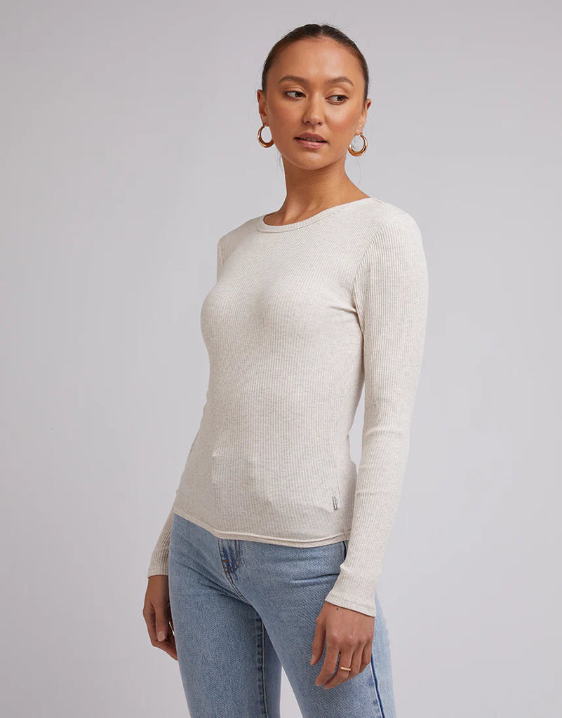 Silent Theory Rib Long Sleeve Tee - Oatmeal