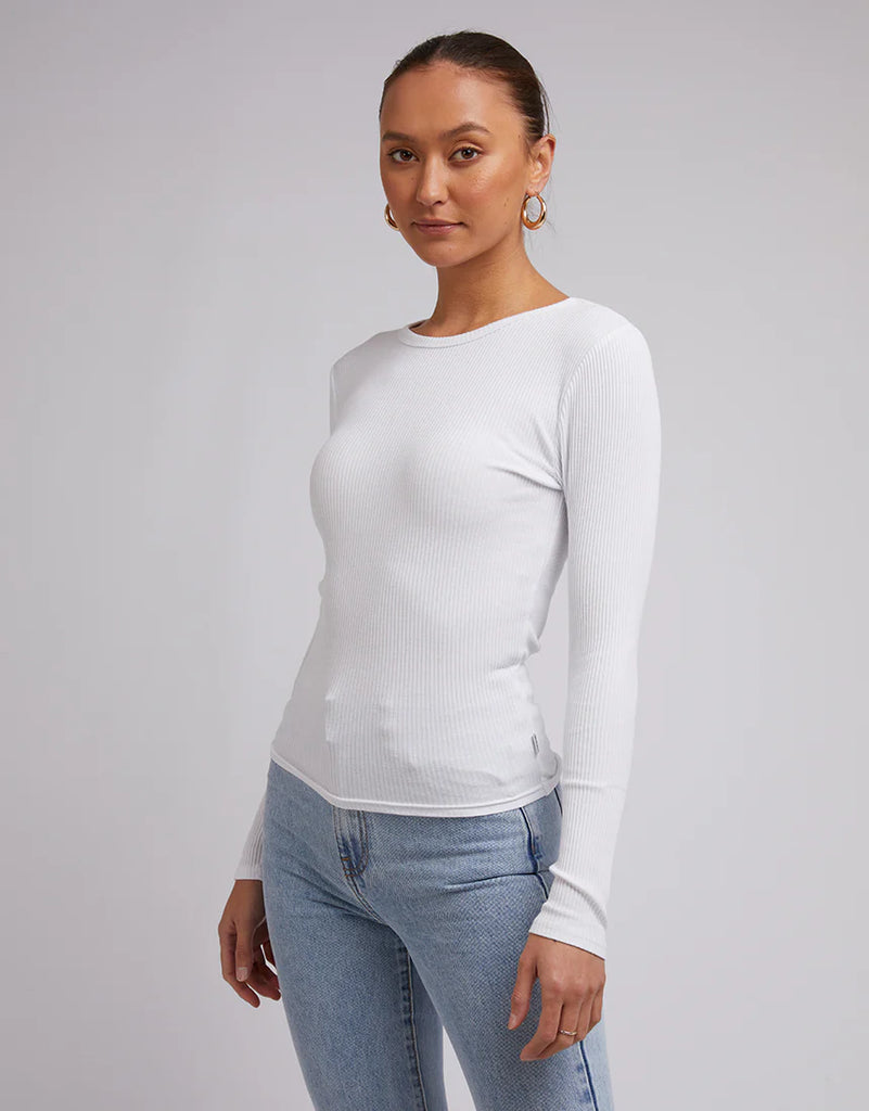 Silent Theory Rib Long Sleeve Tee - White