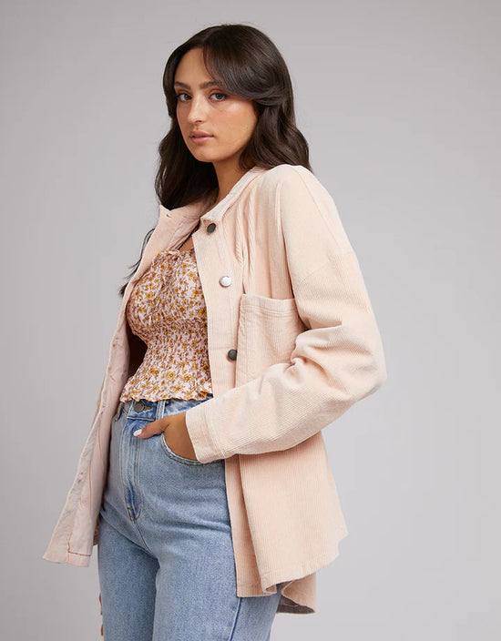 Charlie Cord Shacket - Pale Pink