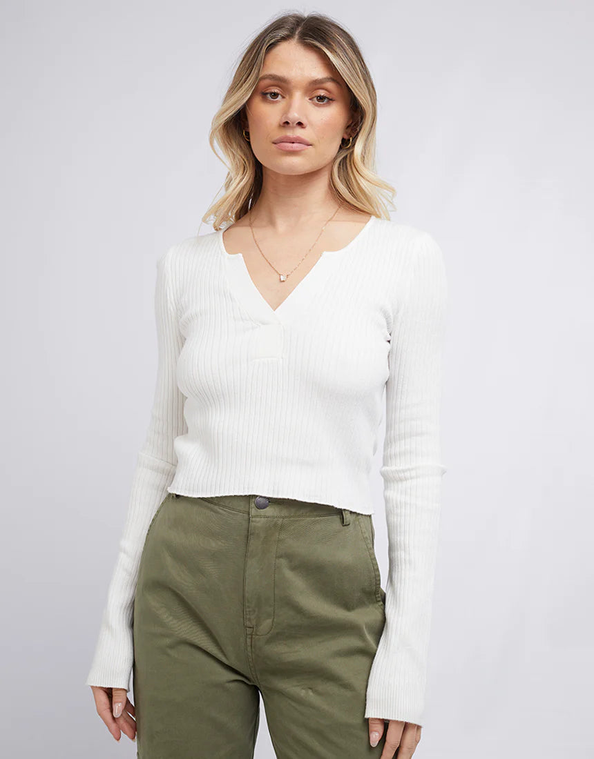 Alba LS Knit Top - White