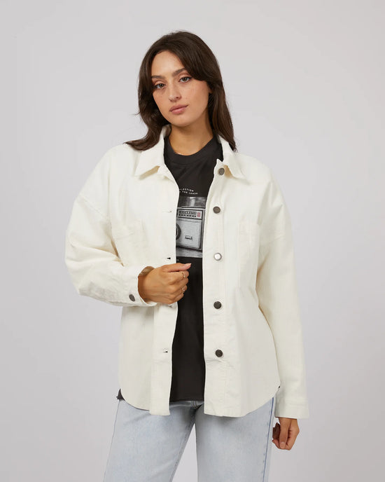 All About Eve Emma Cord Shacket - Vintage White