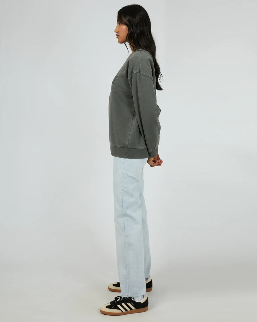 All About Eve Vital Washed Oversized Crew - Charcoal