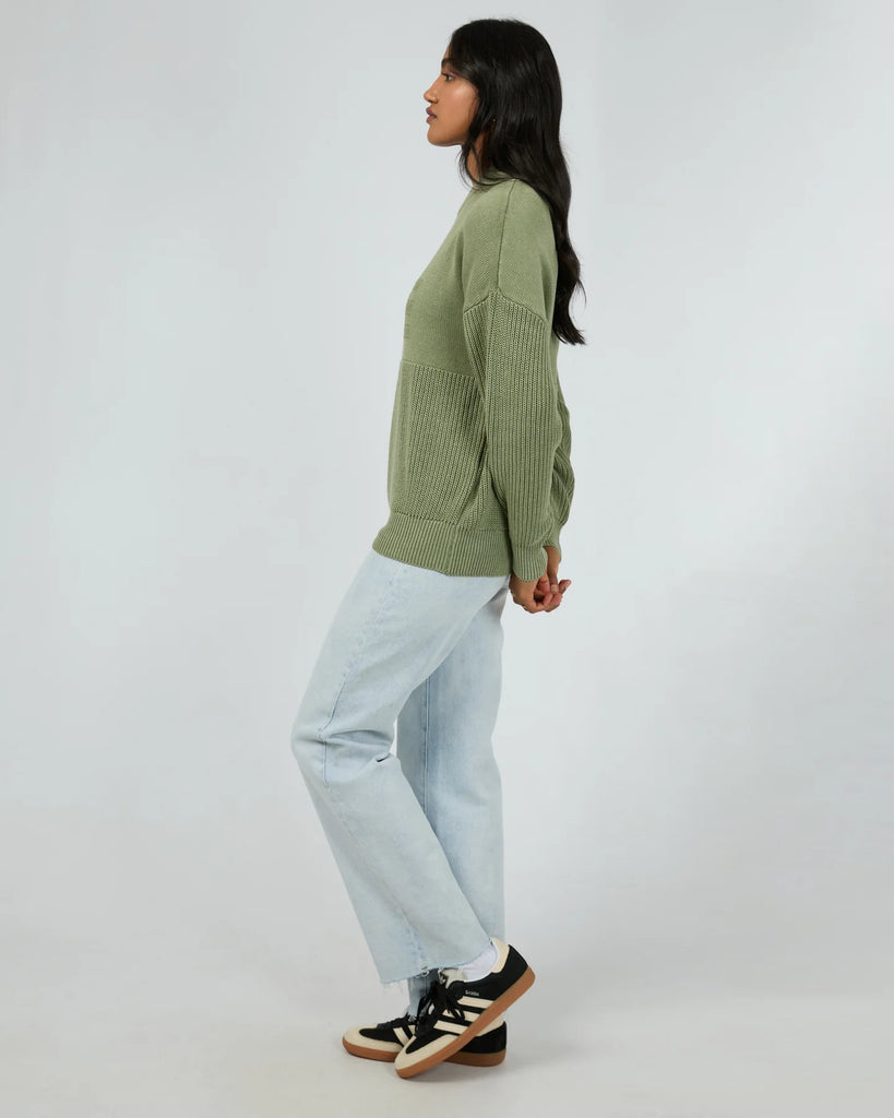 All About Eve Vital Washed Knit Crew - Khaki