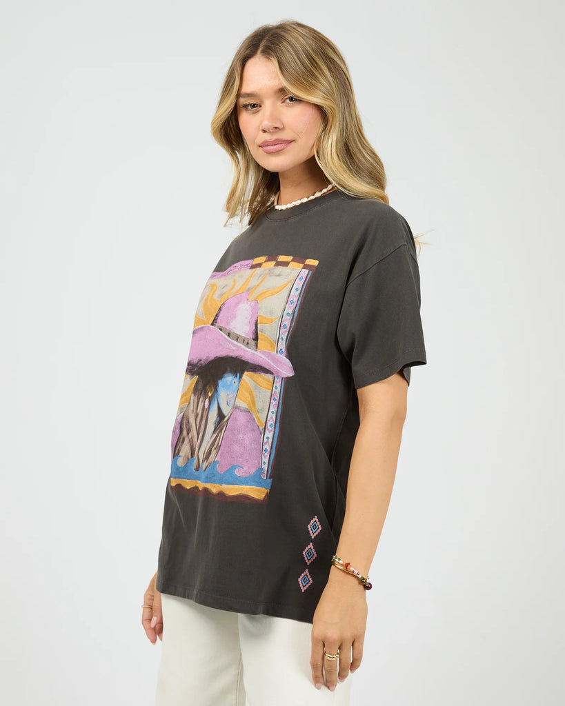 All About Eve Calamity Sun Relaxed Tee - Washed Black