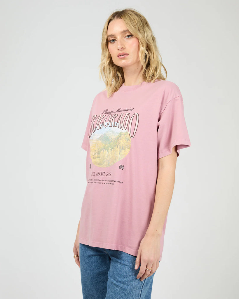 All About Eve Rocky Mountains Relaxed Tee - Qaurtz Pink
