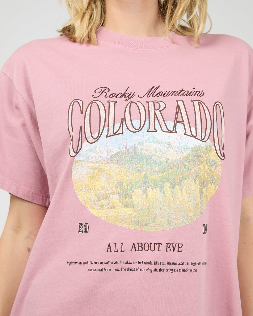 All About Eve Rocky Mountains Relaxed Tee - Qaurtz Pink