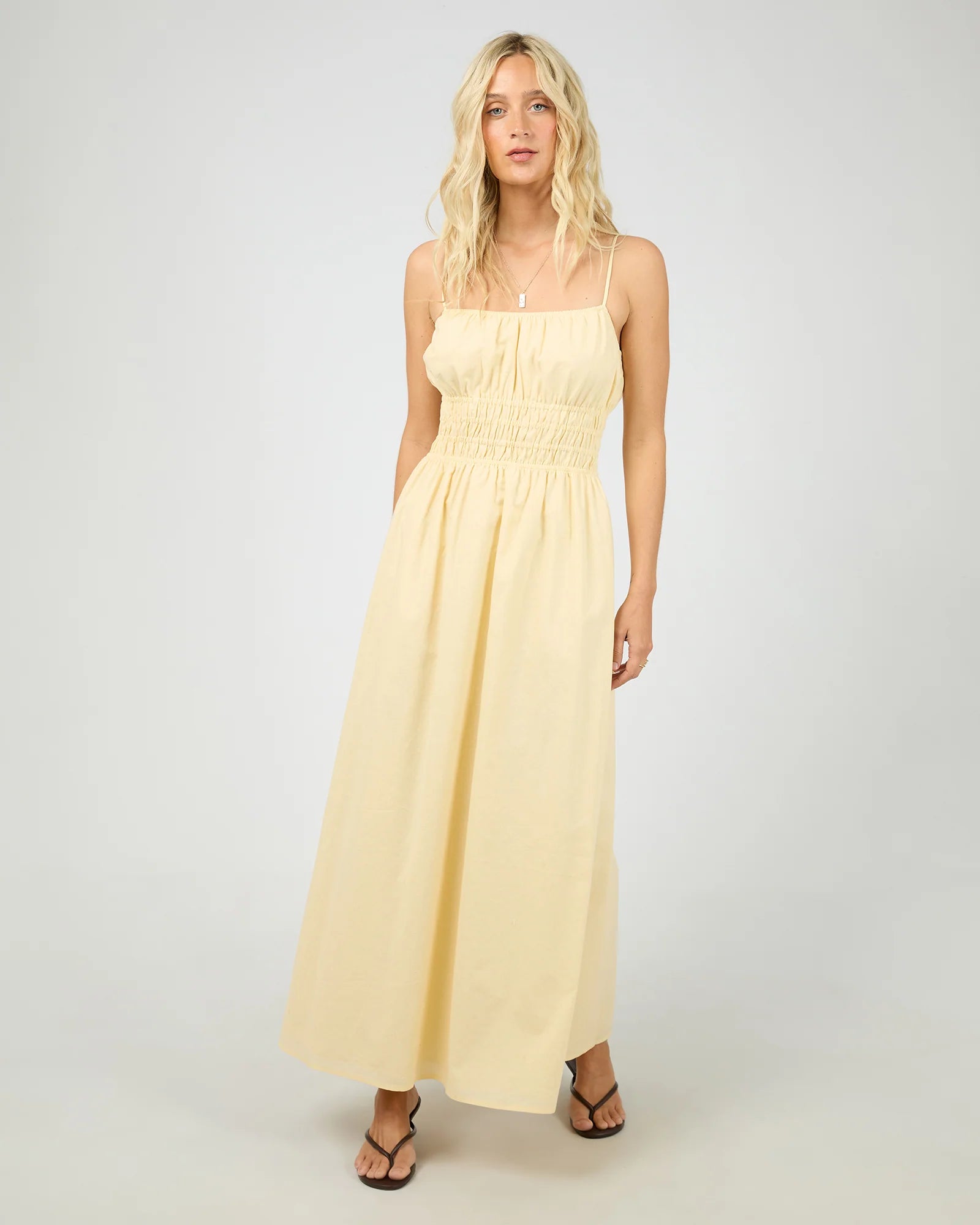 alessa maxi dress All About Eve Alessa Linen Maxi Dress - Yellow
