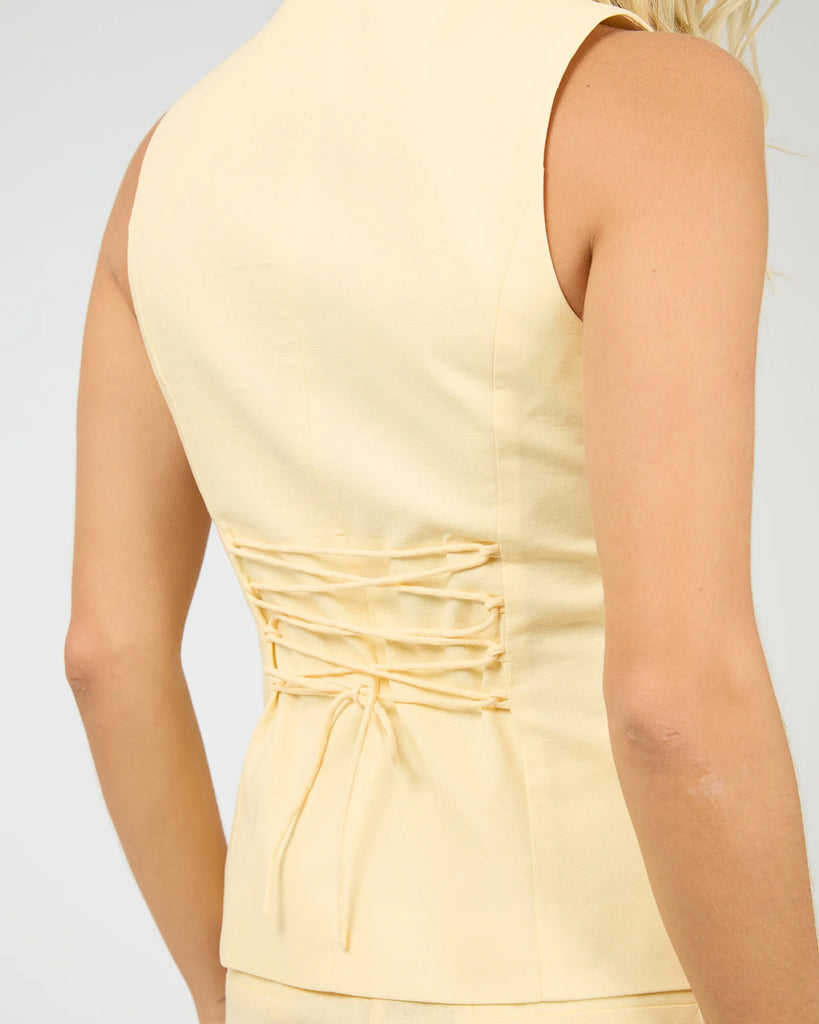 All About Eve Alessa Linen Vest - Yellow