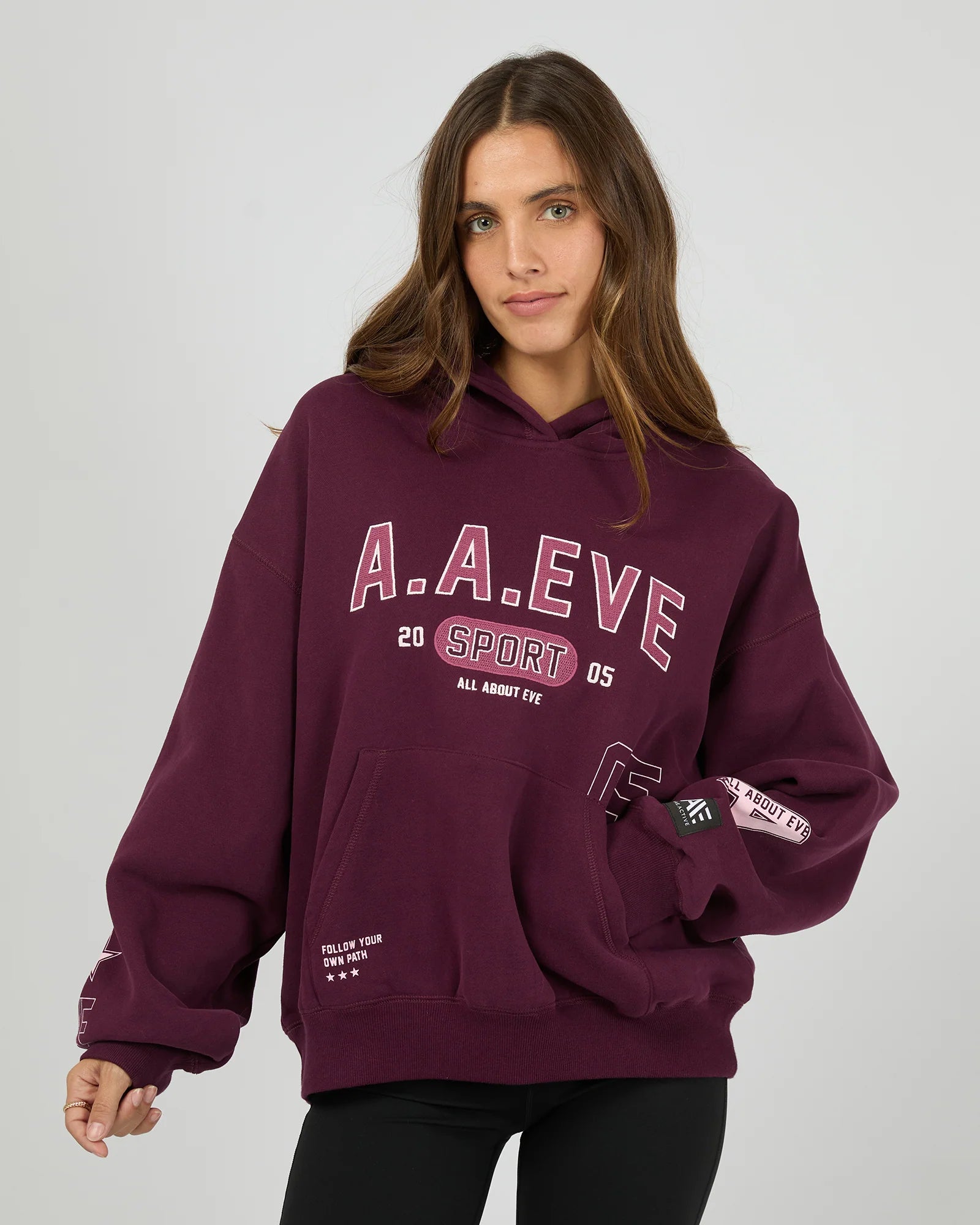 All About Eve Empower Box Hoodie - Wine | Laurie Claire Boutique
