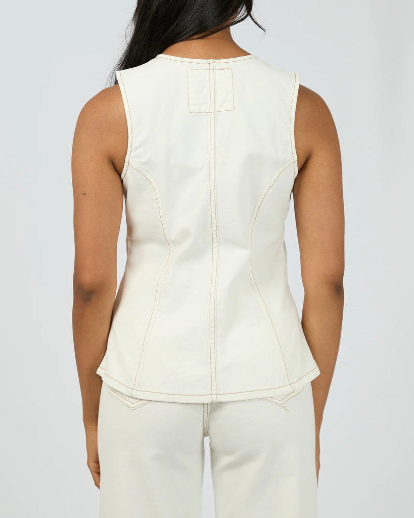 All About Eve Lena Denim Vest - Vintage White