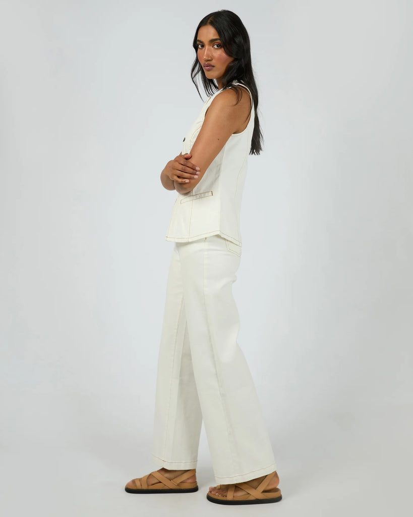 All About Eve Lena Denim Vest - Vintage White