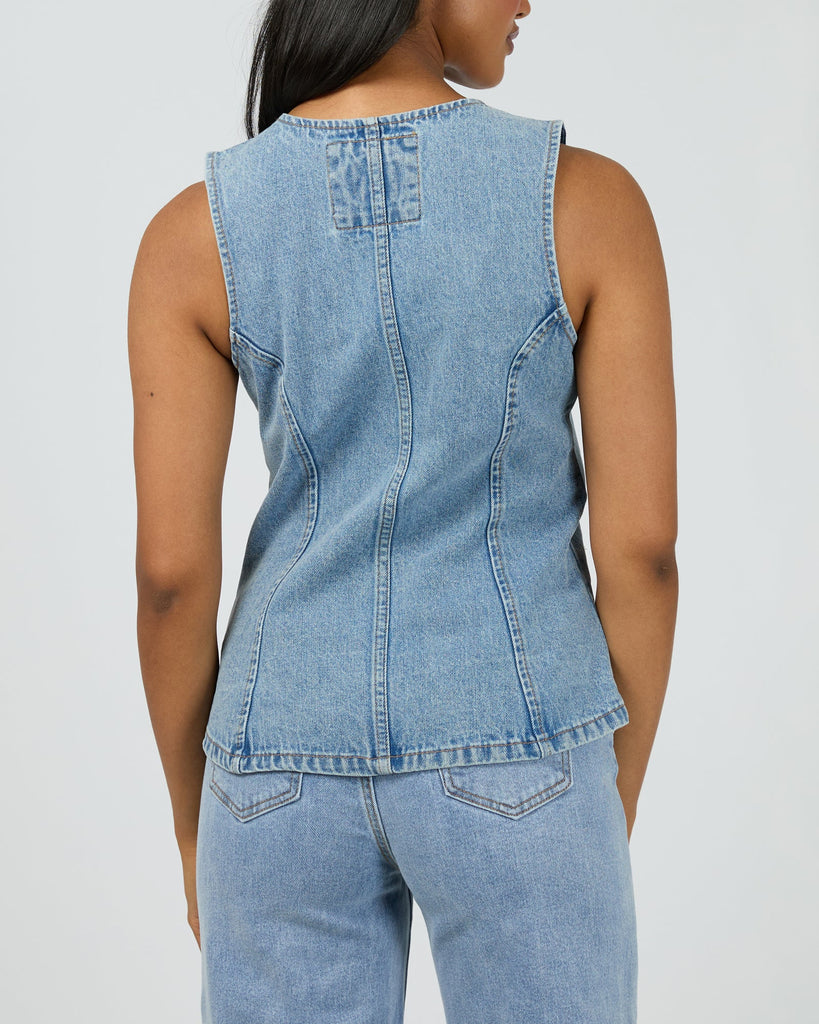 All About Eve Lena Denim Vest - Light Blue