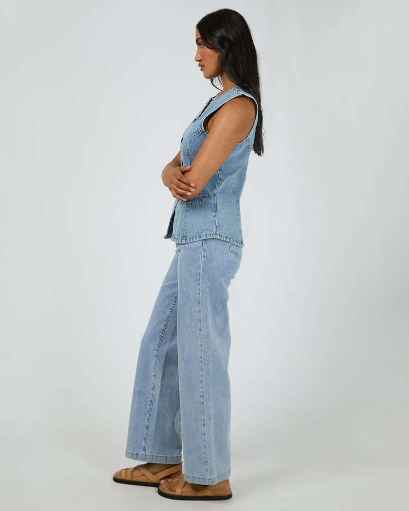 All About Eve Lena Denim Vest - Light Blue