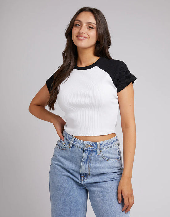 Load image into Gallery viewer, All About Eve Eve Ringer Rib Tee - Black

