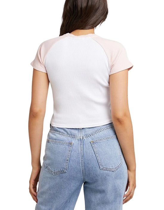 All About Eve Eve Ringer Rib Tee - Pale Pink