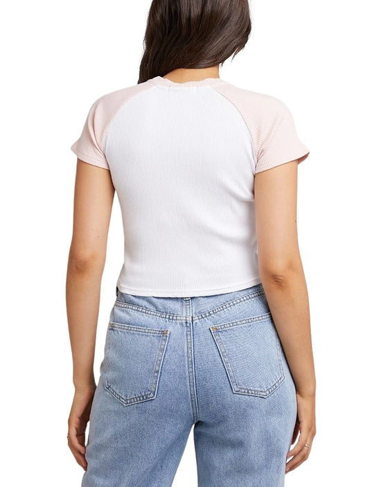 Load image into Gallery viewer, All About Eve Eve Ringer Rib Tee - Pale Pink
