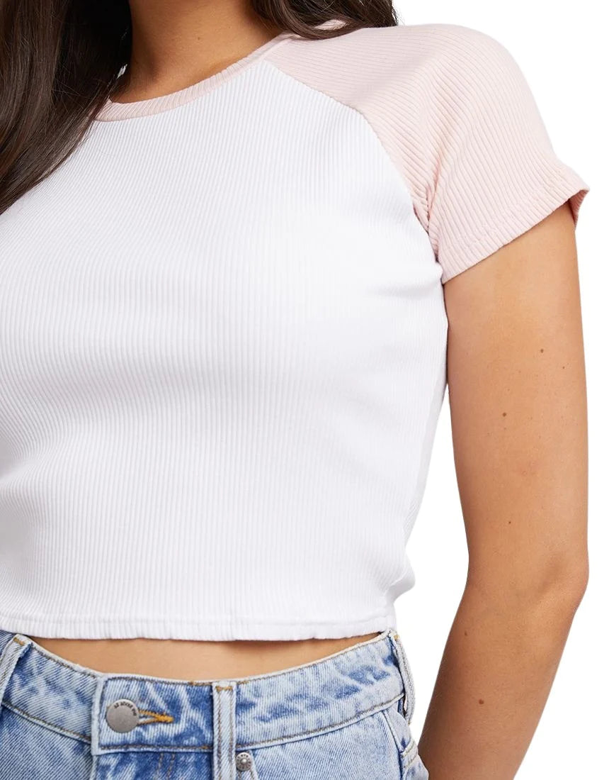 All About Eve Eve Ringer Rib Tee - Pale Pink