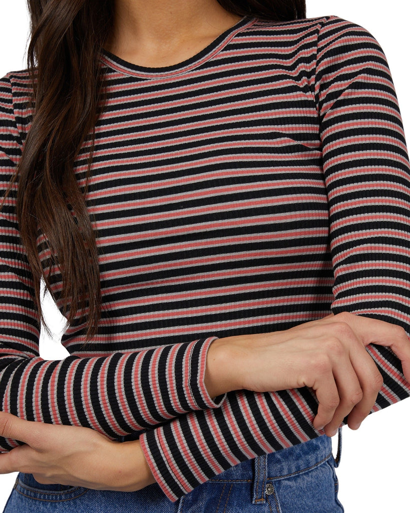All About Eve Eve Rib Stripe Long Sleeve - Black
