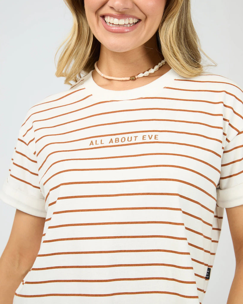 All About Eve Washed Striped Tee - Cinnamon