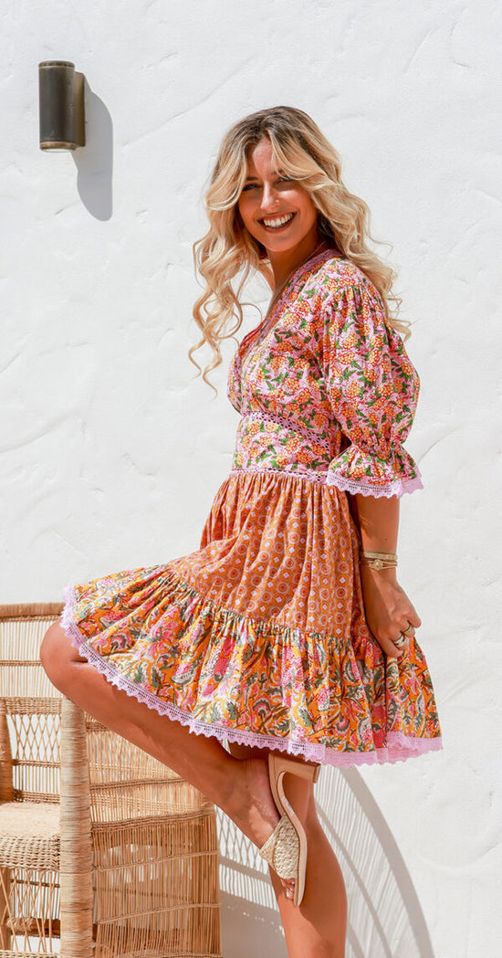 Joop And Gypsy Vannessa Dress - Rust Floral Print