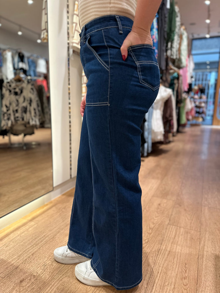 Wakee Bairlee Wide Leg Jean - Dark Denim