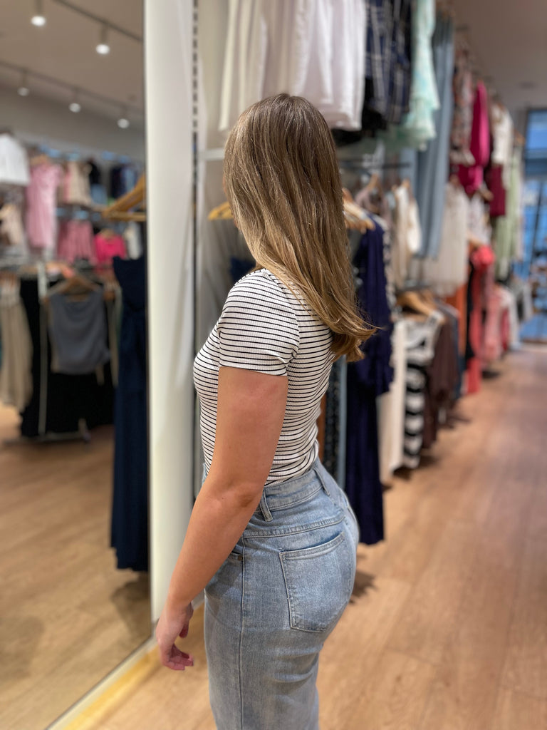 All About Eve Rib Stripe Tee - White