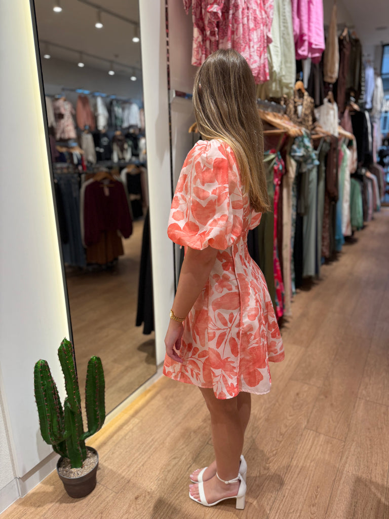 Tarvons Printed Dress - Peach