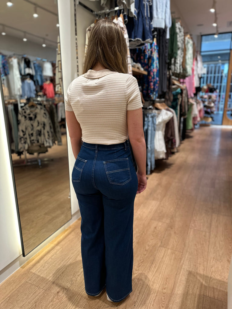 Wakee Bairlee Wide Leg Jean - Dark Denim