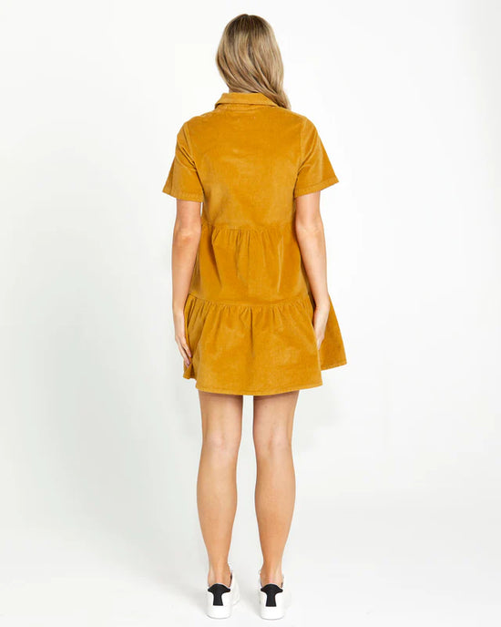 Lilah Tiered Cord Mini Dress - Mustard