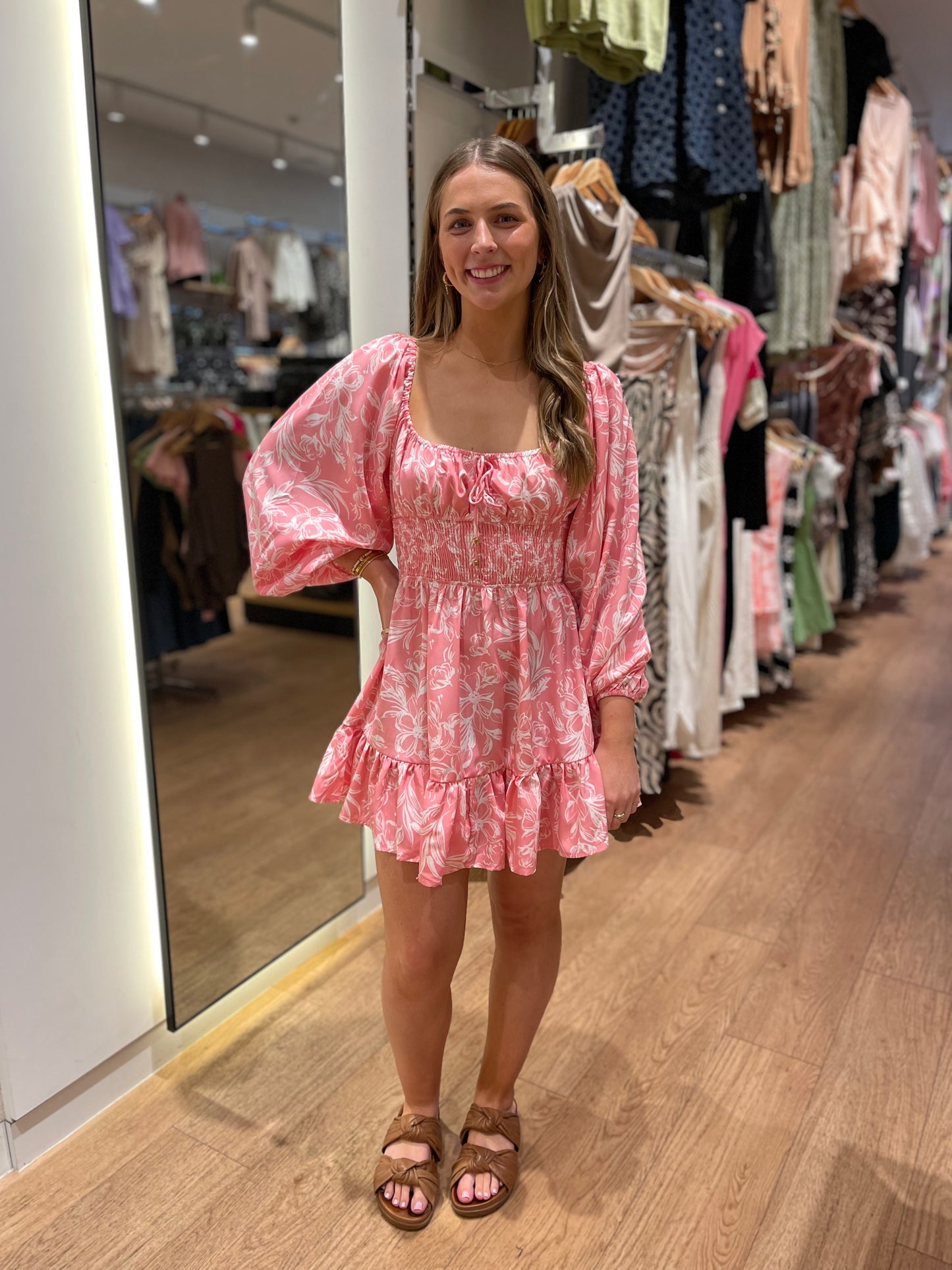 Maribel L/S Dress - Pink Printed