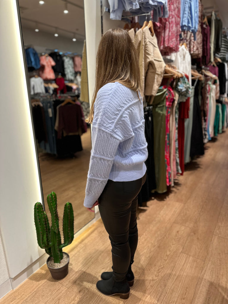 Nialinet Drop Shoulder Knit - Pale Blue
