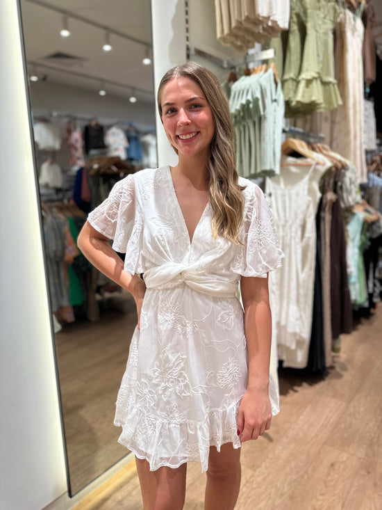 Waide Textured Dress - White