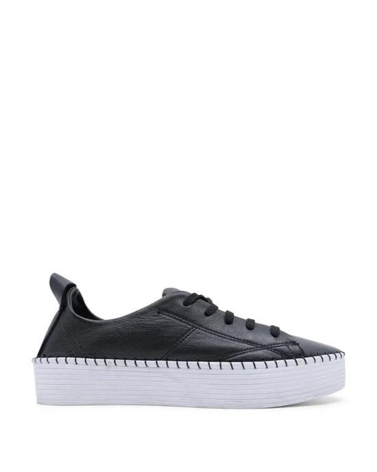 Bueno Sailor - Black/Black Leather Lace Up Sneaker