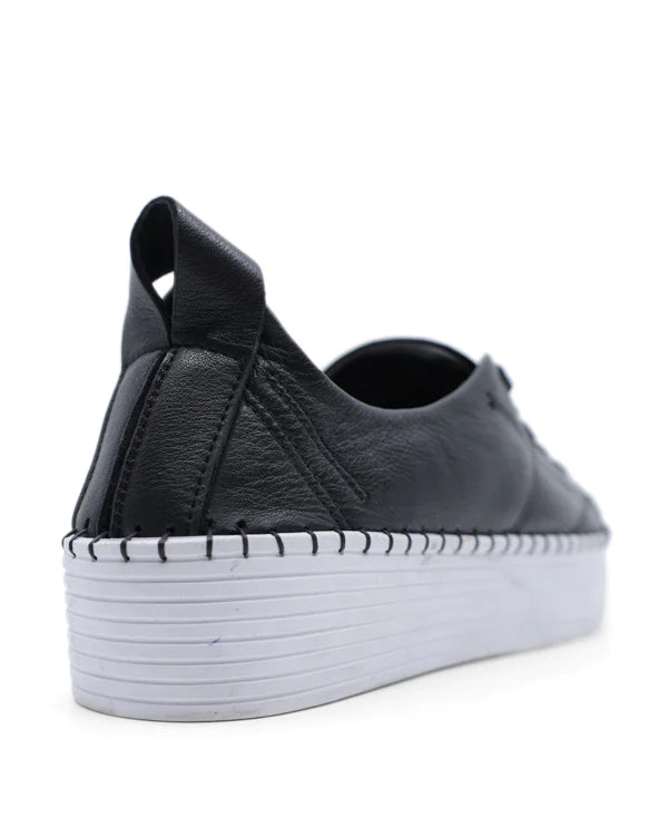 Bueno Sailor - Black/Black Leather Lace Up Sneaker