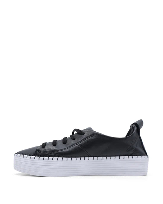 Bueno Sailor - Black/Black Leather Lace Up Sneaker