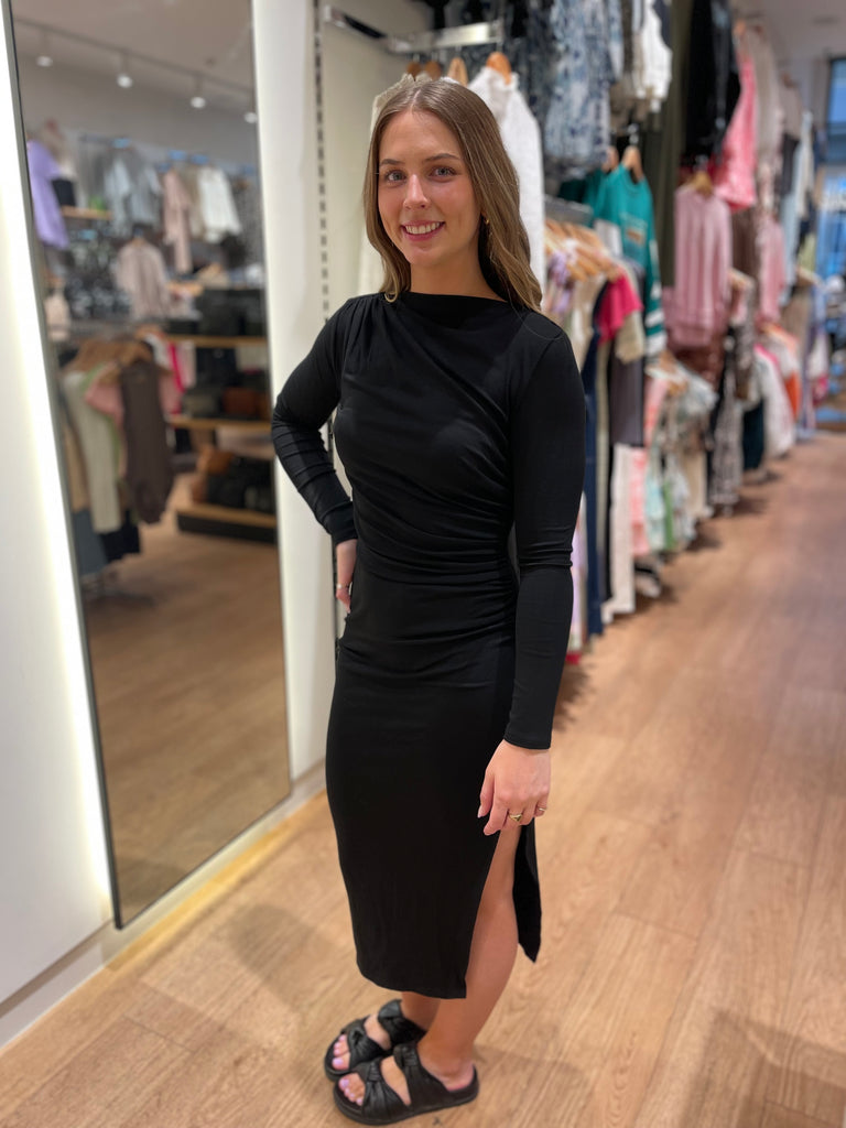Jersey L/S Midi Dress - Black